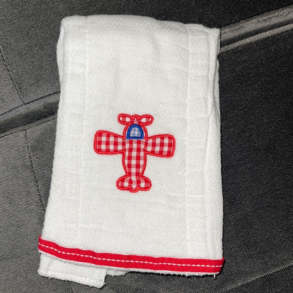 Airplane gingham burp rag